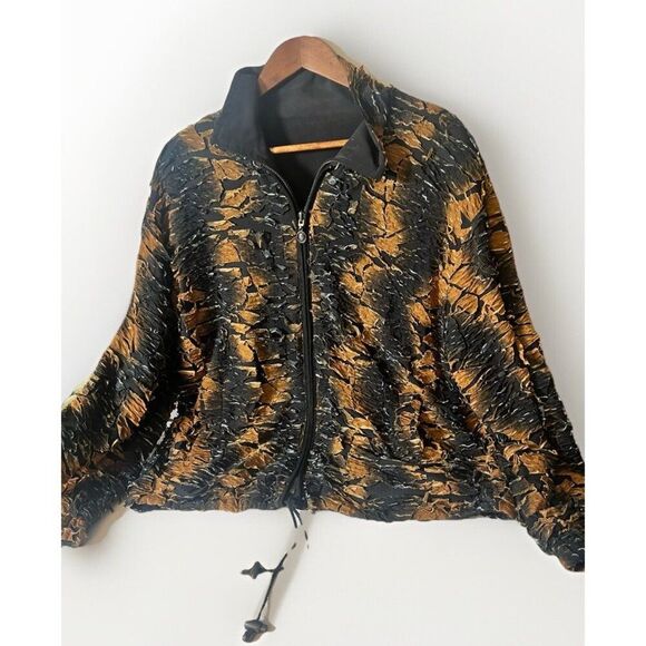 FUNKY FUN Damee Sz XL Really Cool Cut-Away Art-to-Wear Reversible Zip Jacket.  Z - Picture 1 of 12